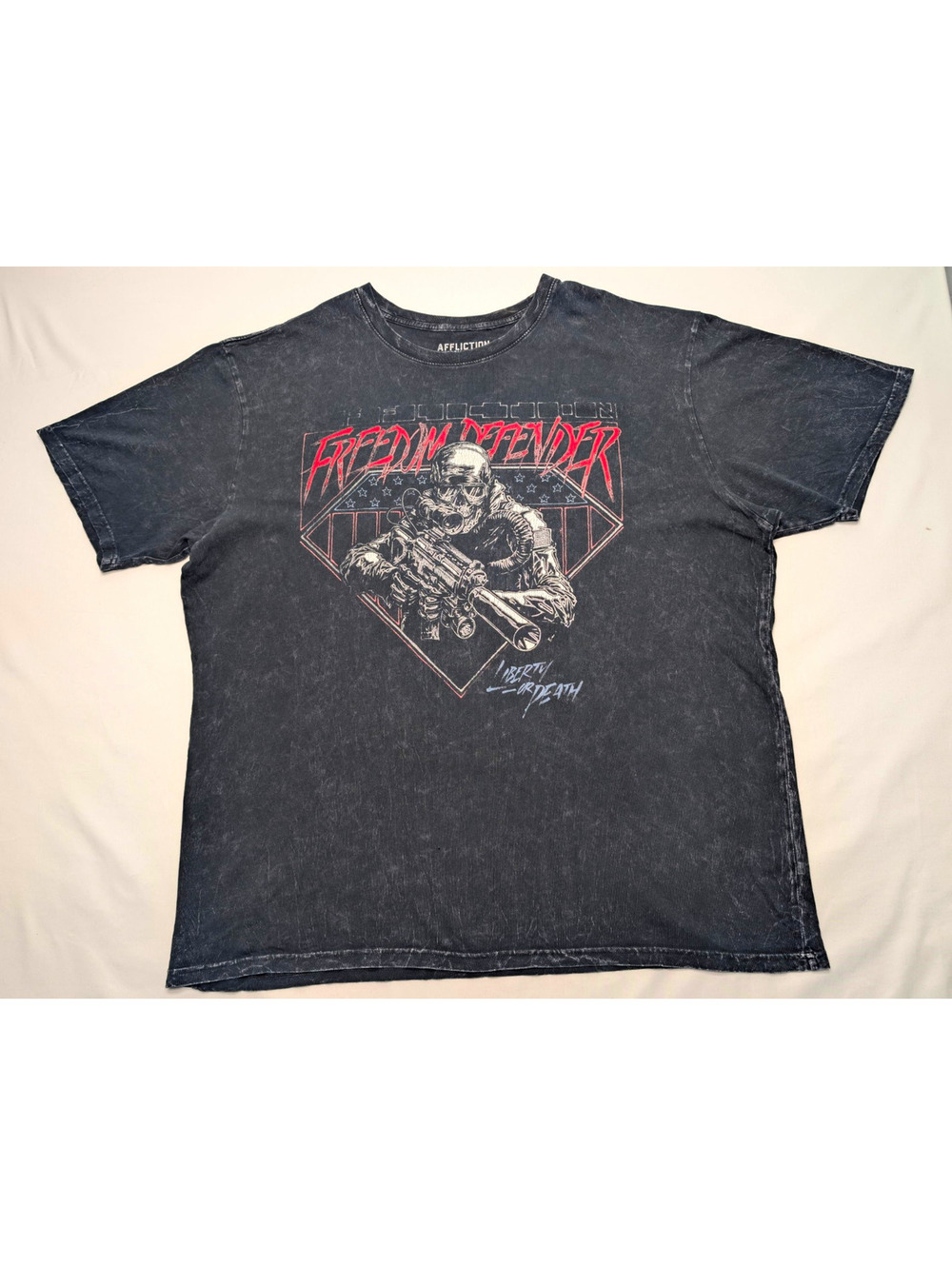 Affliction Freedom Defender Double-Sided Tactical Graphic Tee Blk Grunge Sz 3XL